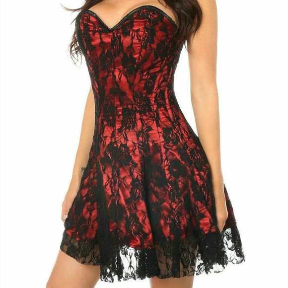 Daisy Corsets Dresses Lavish Red Lace Corset Dress Poshmark